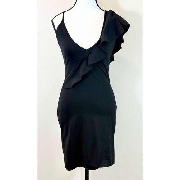 NWOT AMANDA UPRICHARD Danica Ruffle Black Dress Women’s Small - Picture 2 of 9